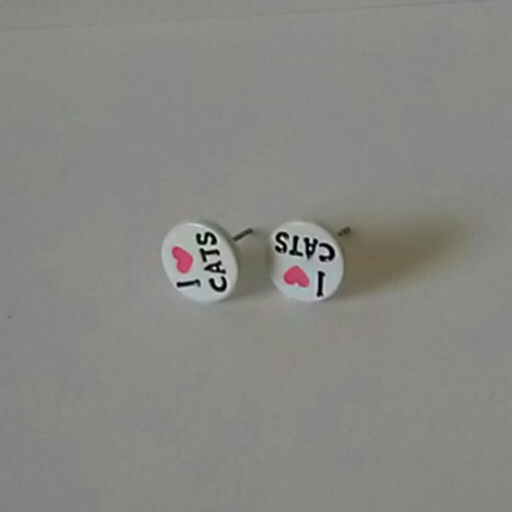 I ❤ cats enamel earrings